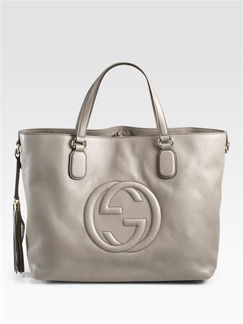 gucci shopper bags grey|gucci unisex tote.